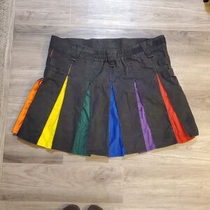 Verillas Lifestyle Veratta Heavy Utility Cargo Kilt Men Sz XL Black Rainbow